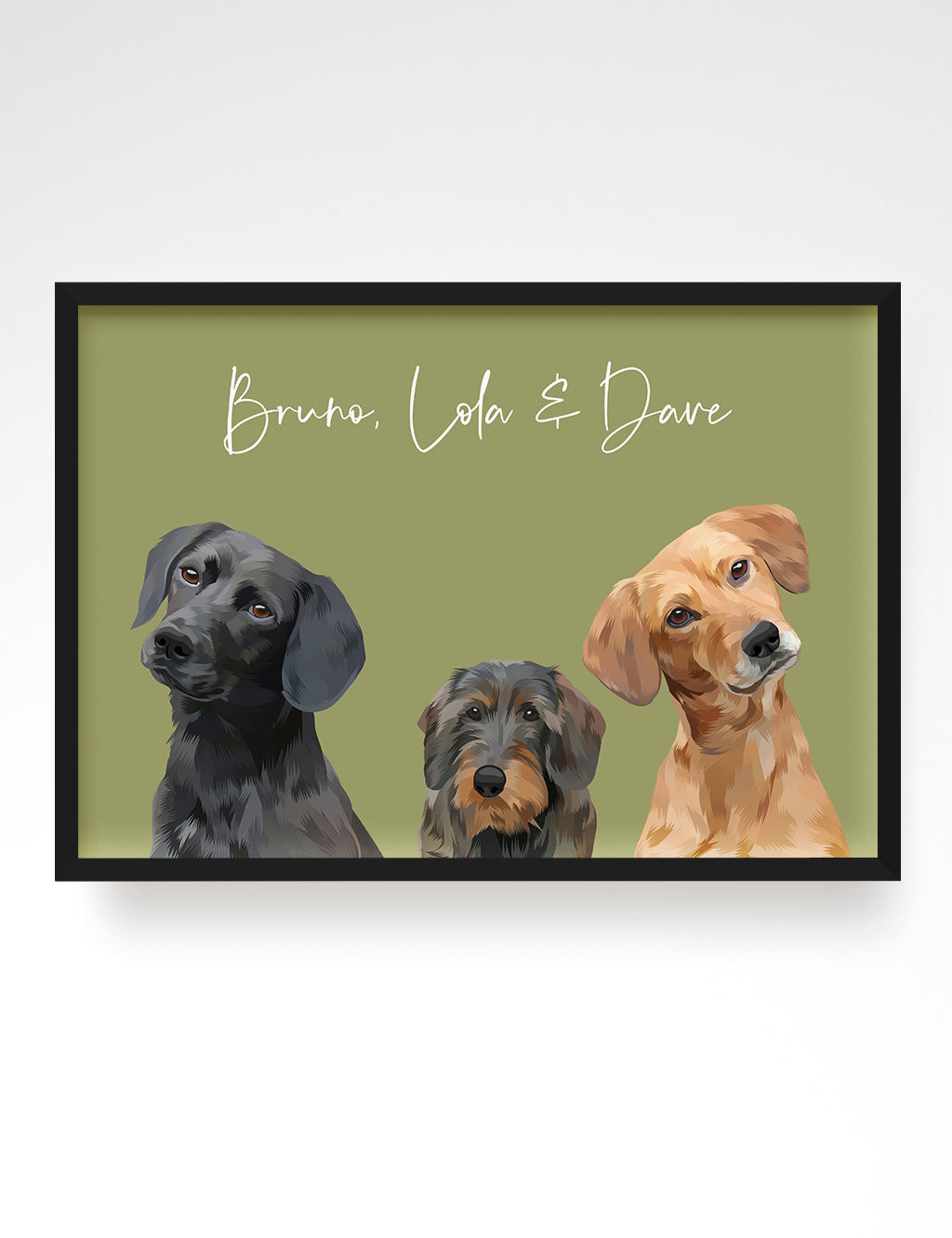 Multiple Pet Portrait, Dog Portrait Gifts, 3 Pet Portrait, Bespoke Pet Portraits