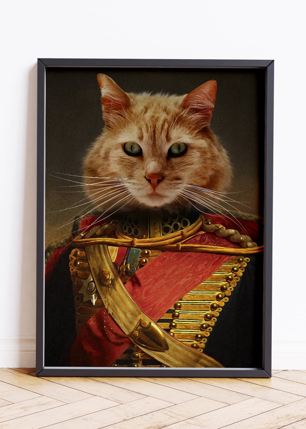 Cat Military Portrait, Canvas Pet Portraits, Animal Portrait, Pet Portraits From Photos