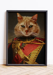 Cat Military Portrait, Canvas Pet Portraits, Animal Portrait, Pet Portraits From Photos
