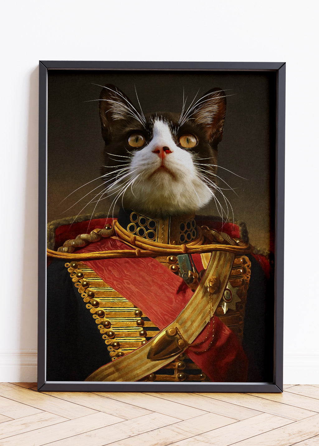 Custom Renaissance Pet Portraits, Pet Portrait, Canvas Pet Portraits, Cat Military Portrait