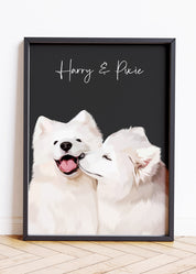 2 Pet Portrait, Multiple Pet Portrait, Dog Portrait Gifts, 3 Pet Portrait