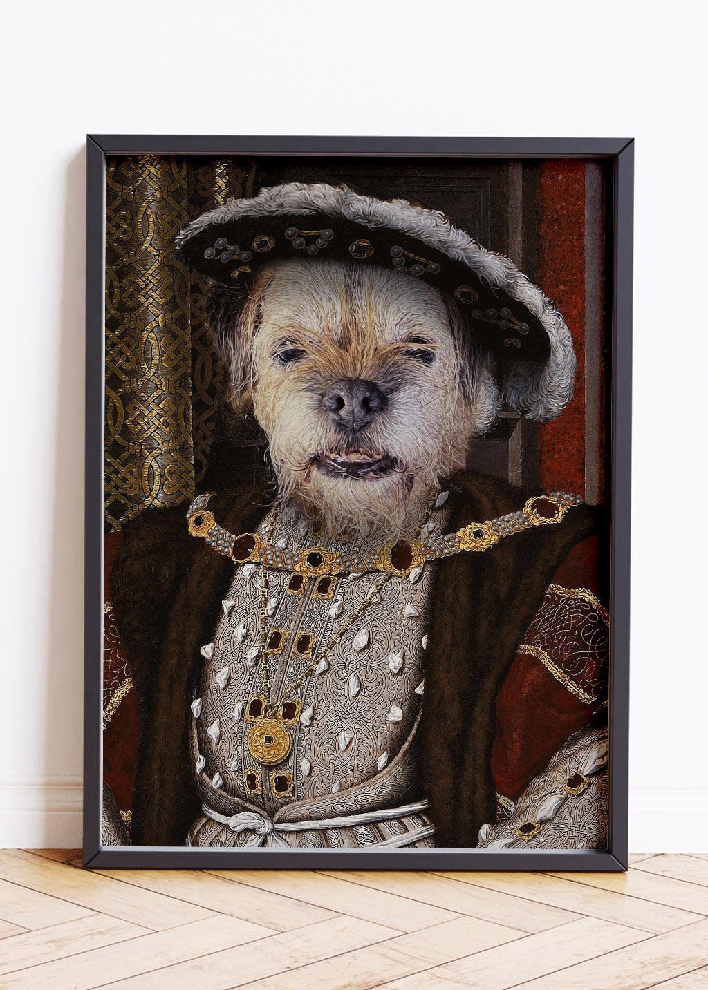 Cat King Portrait, Royal Dog Portraits, Dog Old Fashioned Portrait, Medieval Pet Portraits