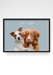 3 Pet Portrait, Dog Portrait Gifts, 2 Pet Portrait, Bespoke Pet Portraits
