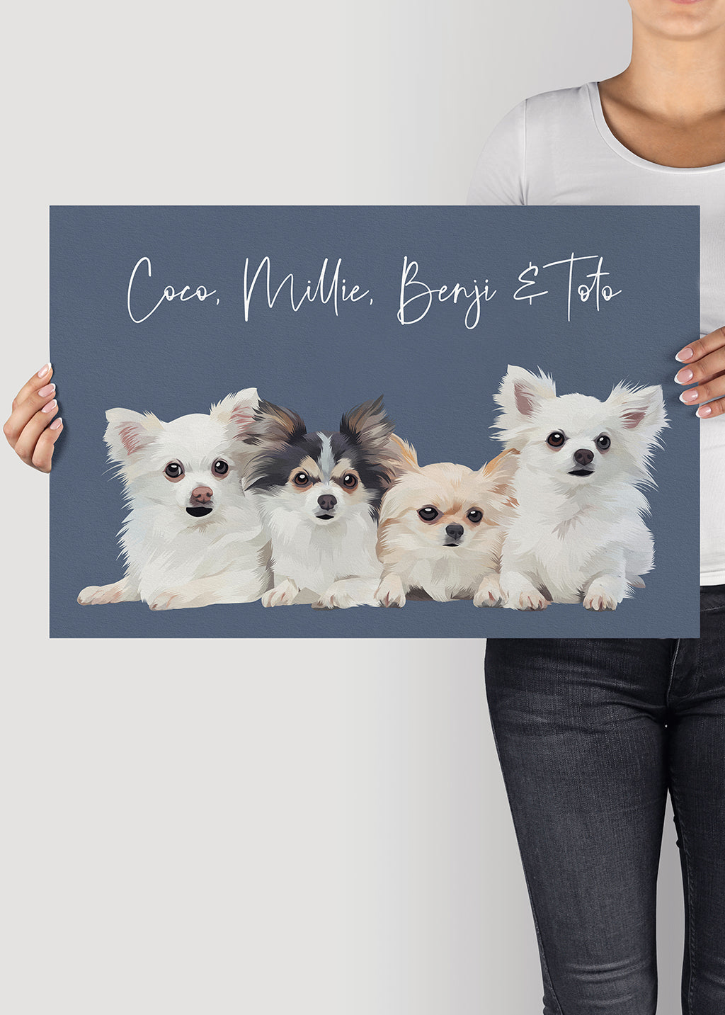 Multiple Pet Portrait, 2 Pet Portrait, 3 Pet Portrait, Bespoke Pet Portraits