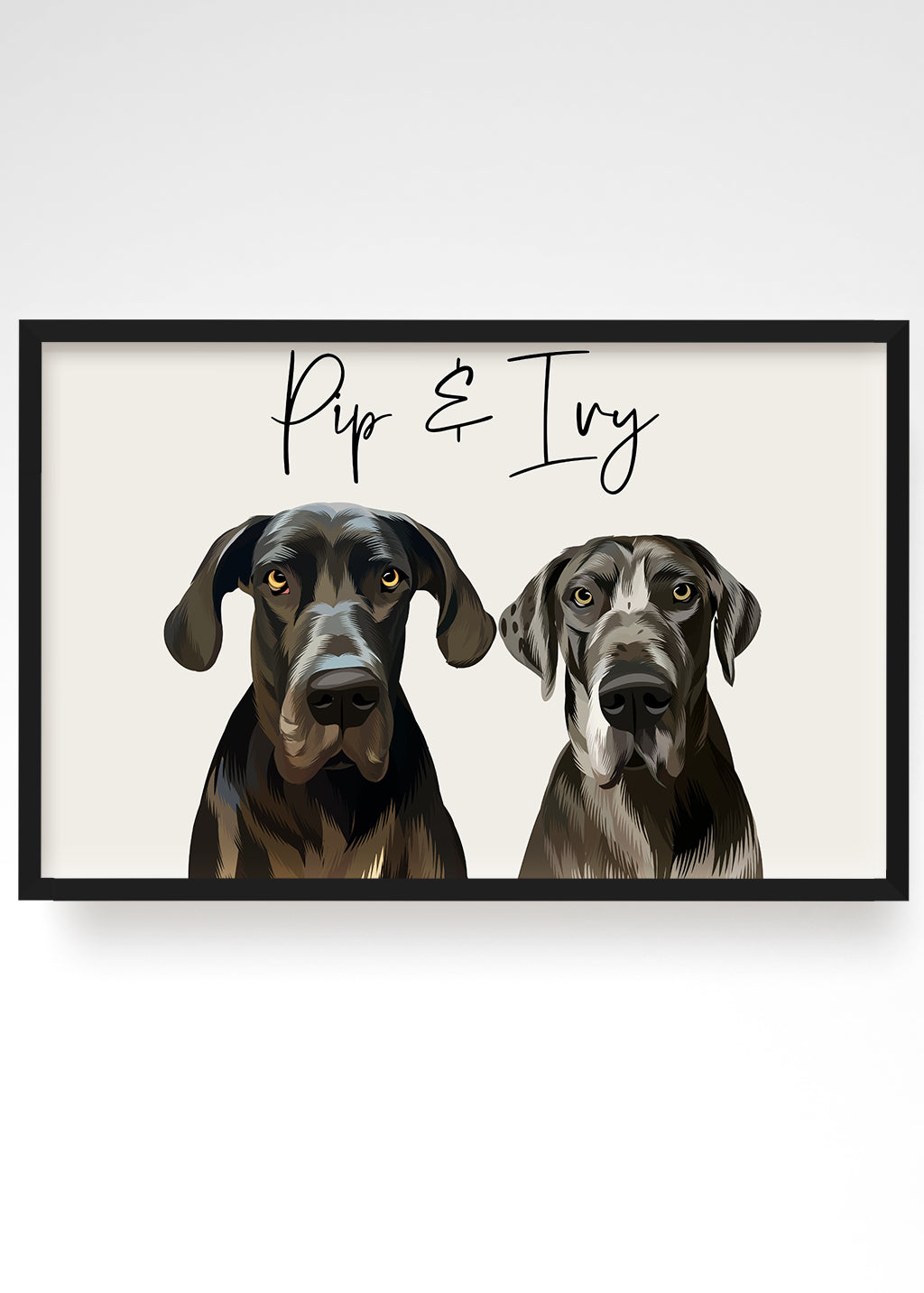Custom Pet Portraits UK, Multiple Pet Portrait, Canvas Pet Portraits, 2 Pet Portrait