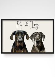 Custom Pet Portraits UK, Multiple Pet Portrait, Canvas Pet Portraits, 2 Pet Portrait
