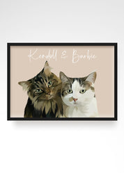2 Pet Portrait, Bespoke Pet Portraits, Multiple Pet Portrait, 3 Pet Portrait
