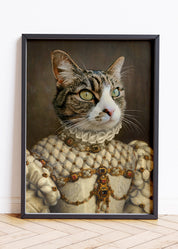 Colourful Pet Portraits, Custom Vintage Pet Portraits, Cat Princess Portrait, Cat Portrait