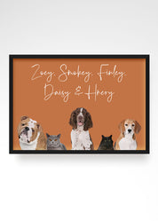Dog Portrait Gifts, 2 Pet Portrait, Bespoke Pet Portraits, 3 Pet Portrait