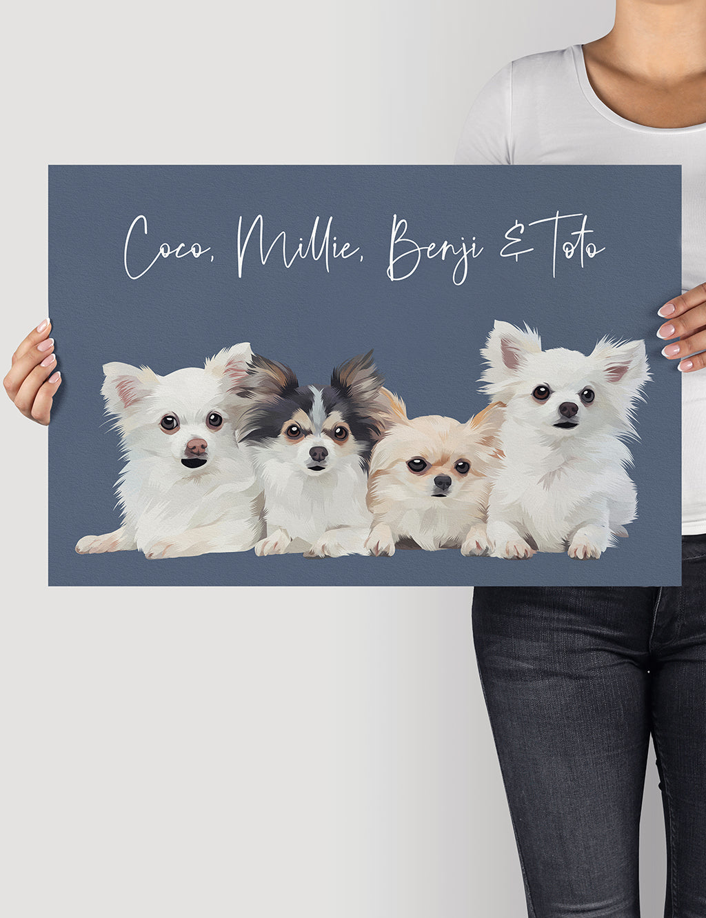 Multiple Pet Portrait, 2 Pet Portrait, 3 Pet Portrait, Bespoke Pet Portraits