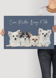 Multiple Pet Portrait, 2 Pet Portrait, 3 Pet Portrait, Bespoke Pet Portraits